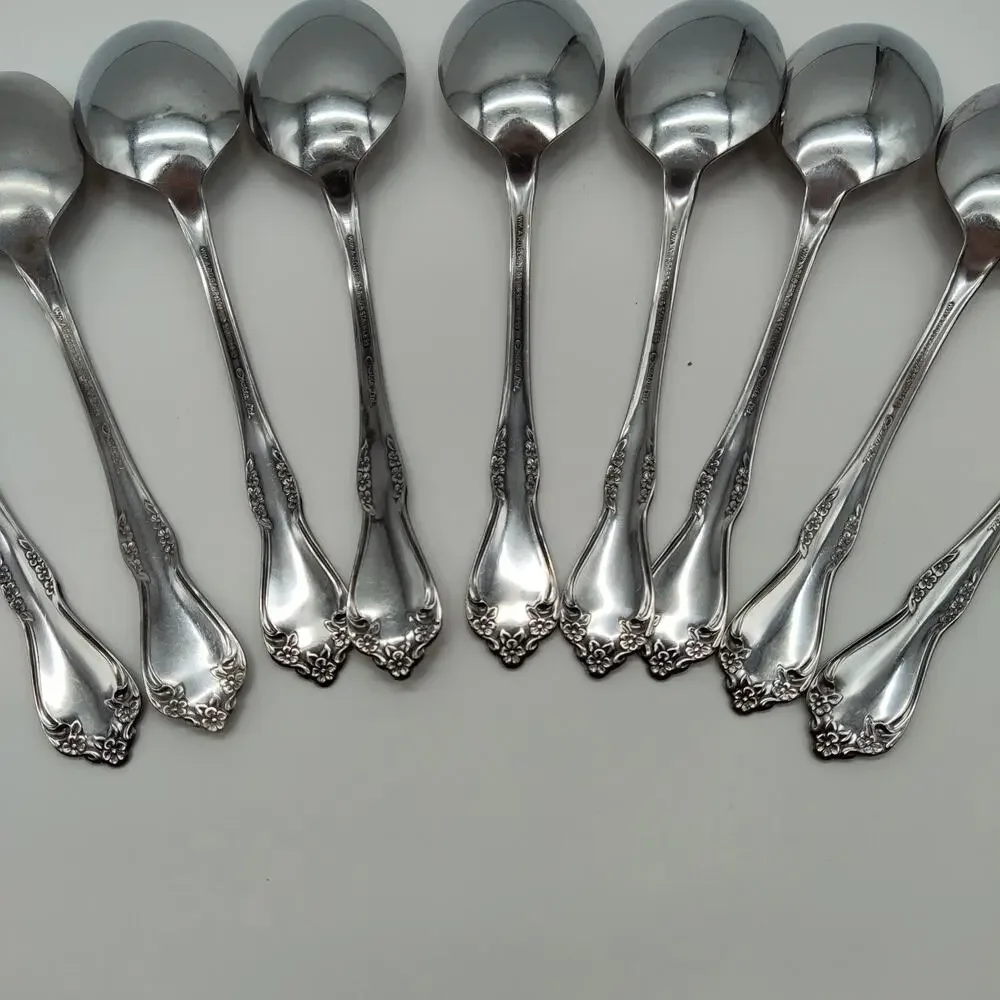9X Tbsp Oneida Wm Rogers Mansfield Amadeus Table Spoons Stainless Steel
